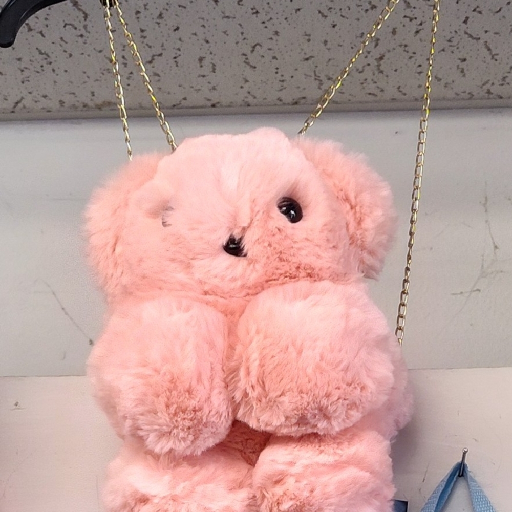 Pink Plush Bear Shoulder Bag